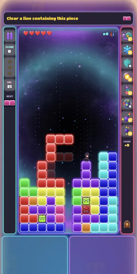Stacking blocks with monsters inside